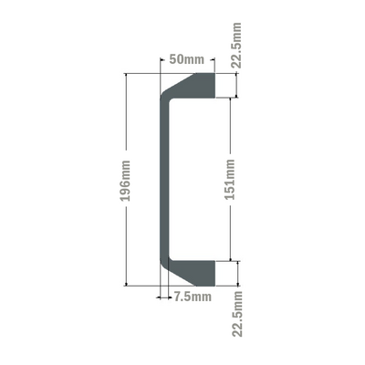 50-200-3 MODULAR SOLUTIONS PROFILE<BR>30 SERIES PULL HANDLE 180MM GRAY W/HARDWARE